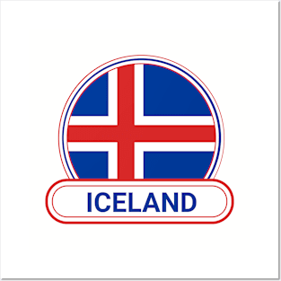 Iceland Country Badge - Iceland Flag Posters and Art